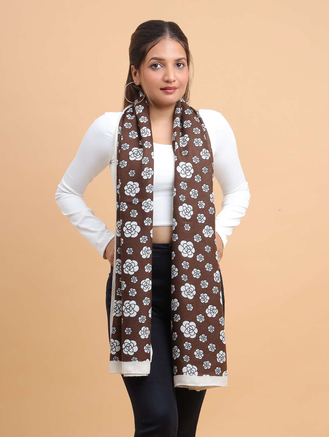women floral printed viscose scarf  