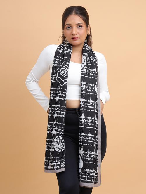 floral printed rectangular viscose blend women scarf - 21986823 - Standard Image - 0