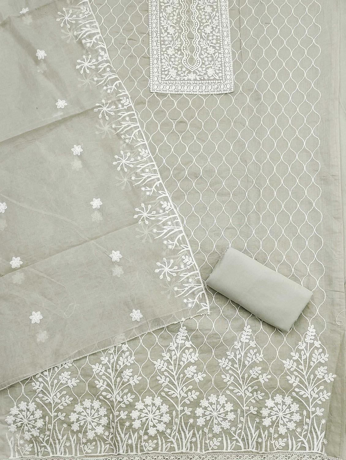 women solid with work embroidered unstitched suit set - 21986830 - Standard Image - 2