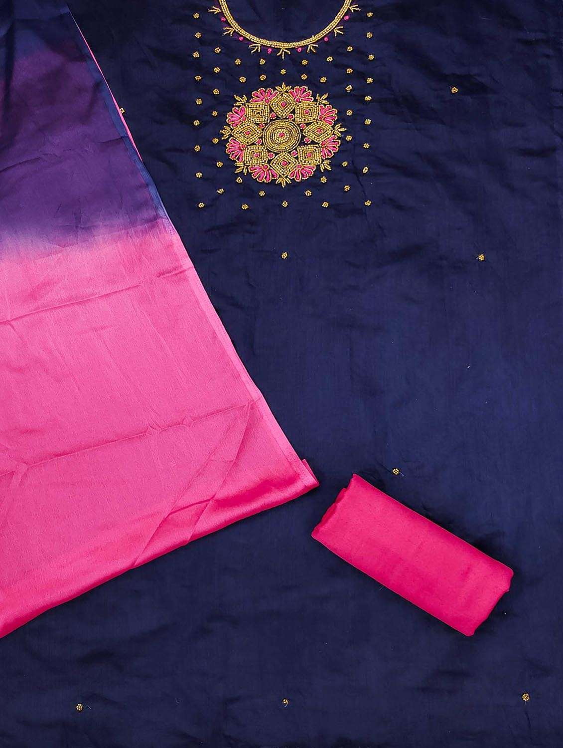 women solid with work embellished unstitched suit set - 21986852 -  Standard Image - 2