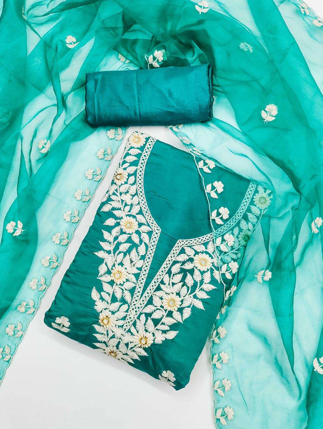 women solid with work embroidered unstitched suit set - 21986860 -  Standard Image - 2