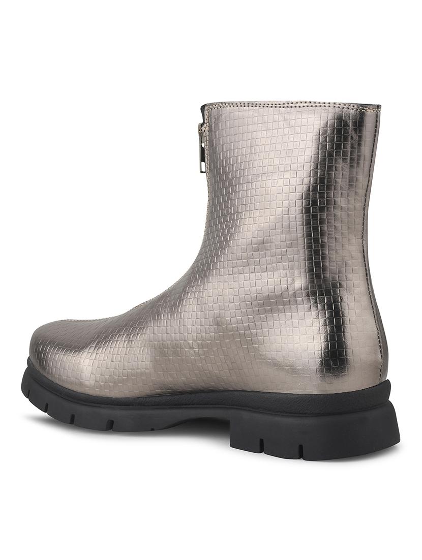 women metallic textured ankle length boots - 21986867 - Standard Image - 7