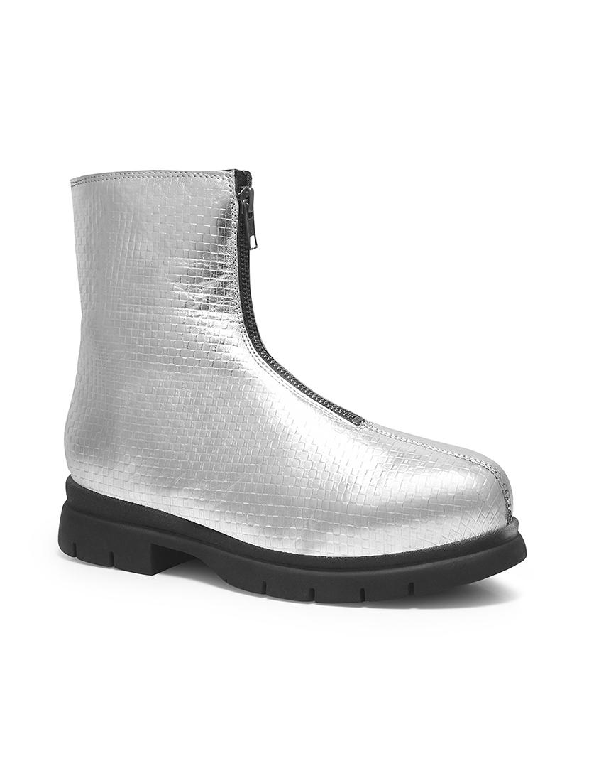 women silver textured ankle length boots - 21986868 - Standard Image - 2
