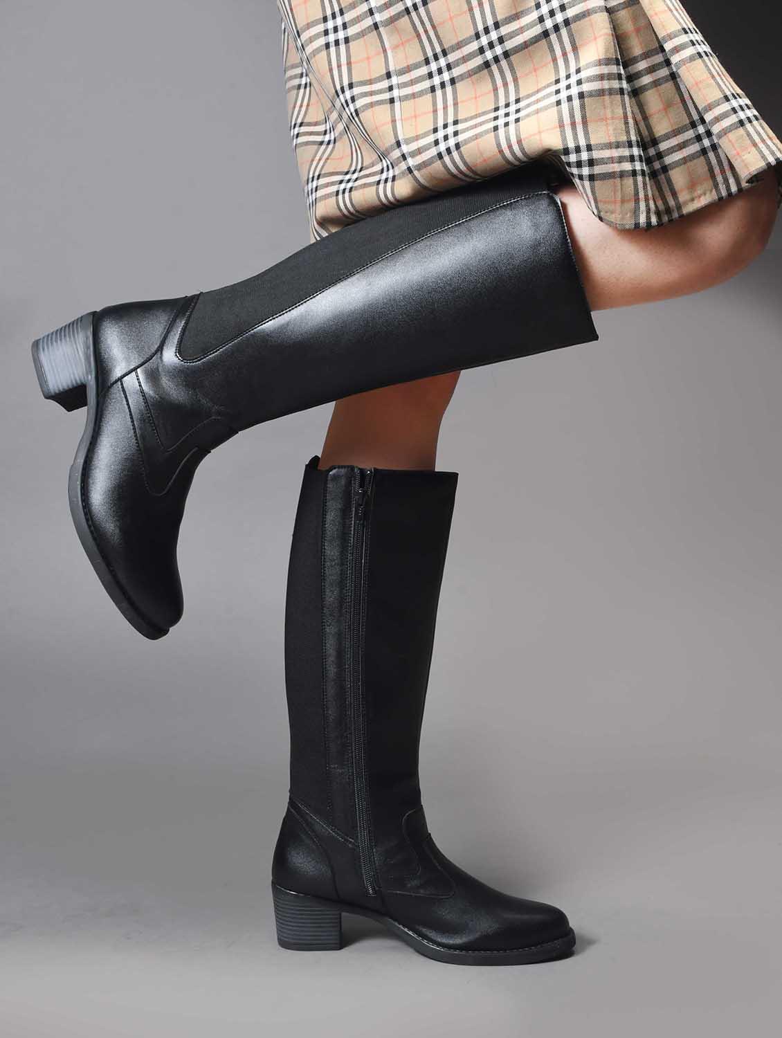 women black block heel knee length boots - 21986870 - Standard Image - 7