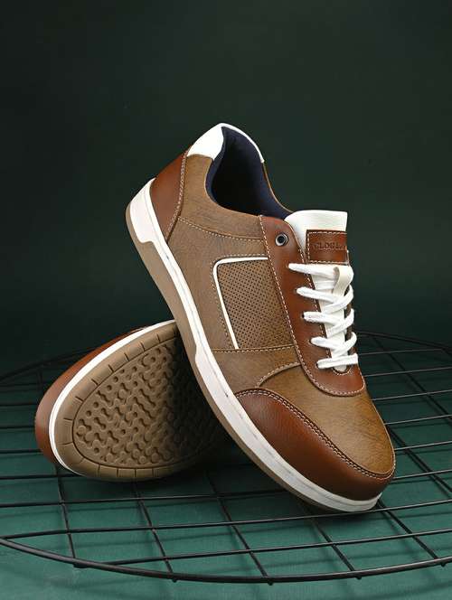 men tan lace up sneaker - 21986881 -  Standard Image - 0