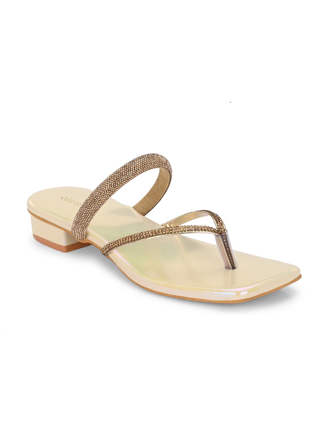 women cream embellished block heel - 21986890 - Standard Image - 2