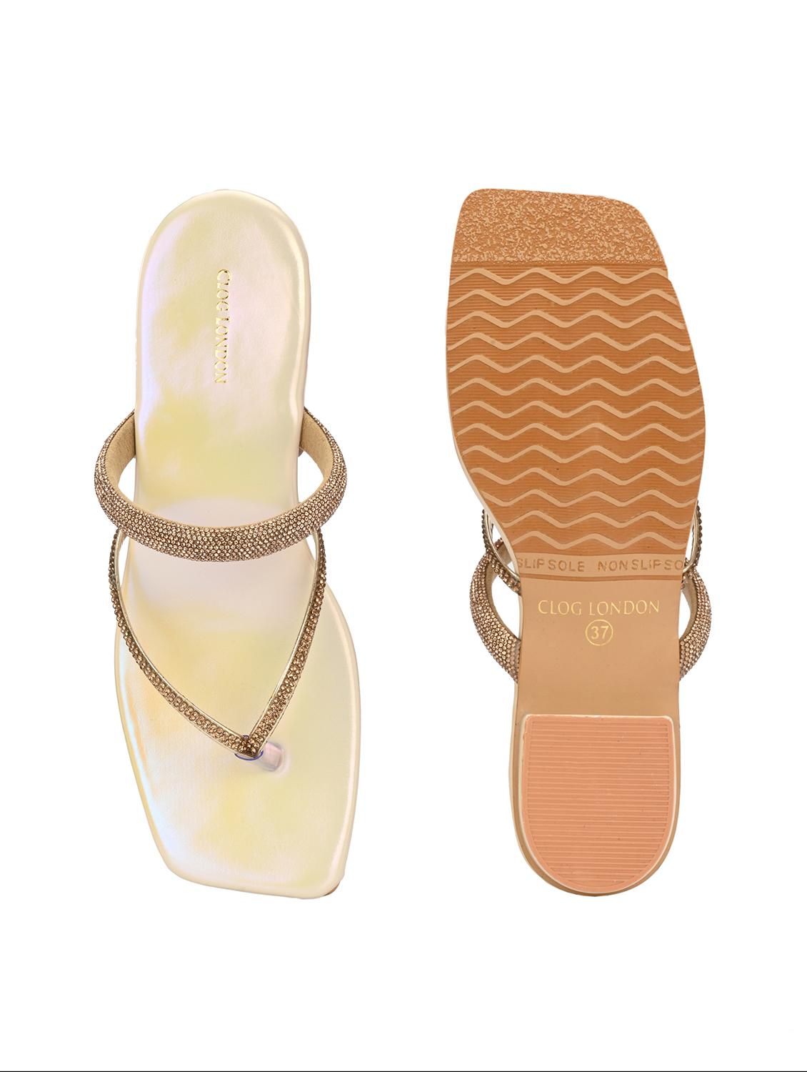 women cream embellished block heel - 21986890 - Standard Image - 7