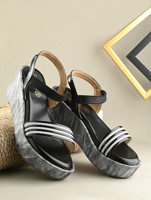 women black back strap platform wedge - 21986896 - Standard Image - 0