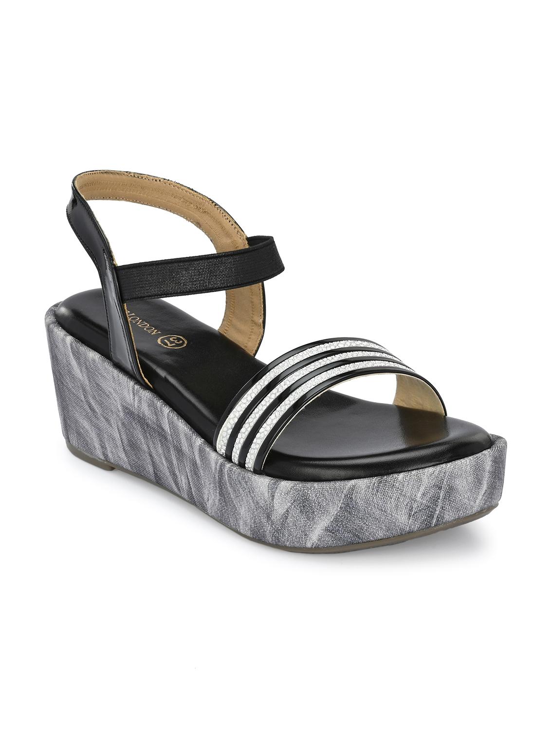 women black back strap platform wedge - 21986896 - Standard Image - 2