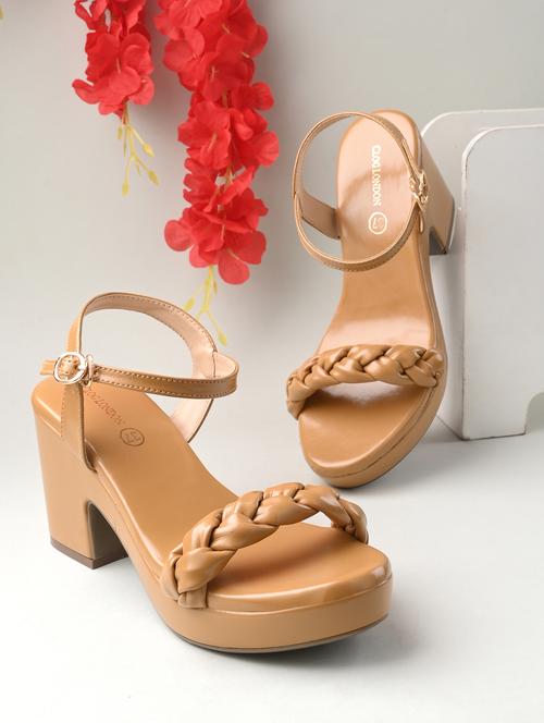 women beige ankle strap block heels - 21986899 -  Standard Image - 0