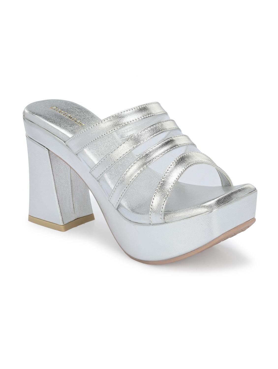 women silver slip on block heels - 21986902 - Standard Image - 2