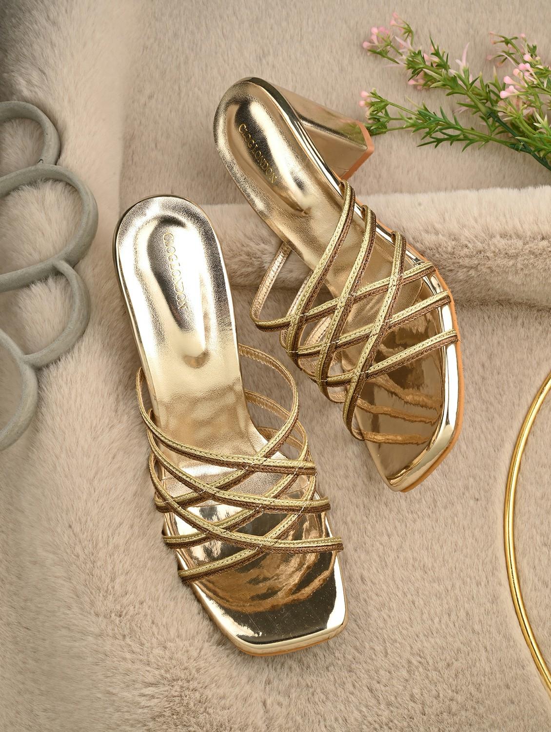 women gold slip on block heels - 21986903 - Zoom Image - 0