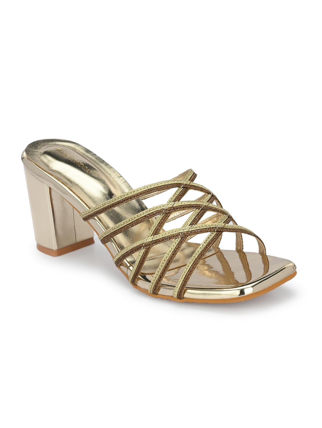 women gold slip on block heels - 21986903 - Standard Image - 2
