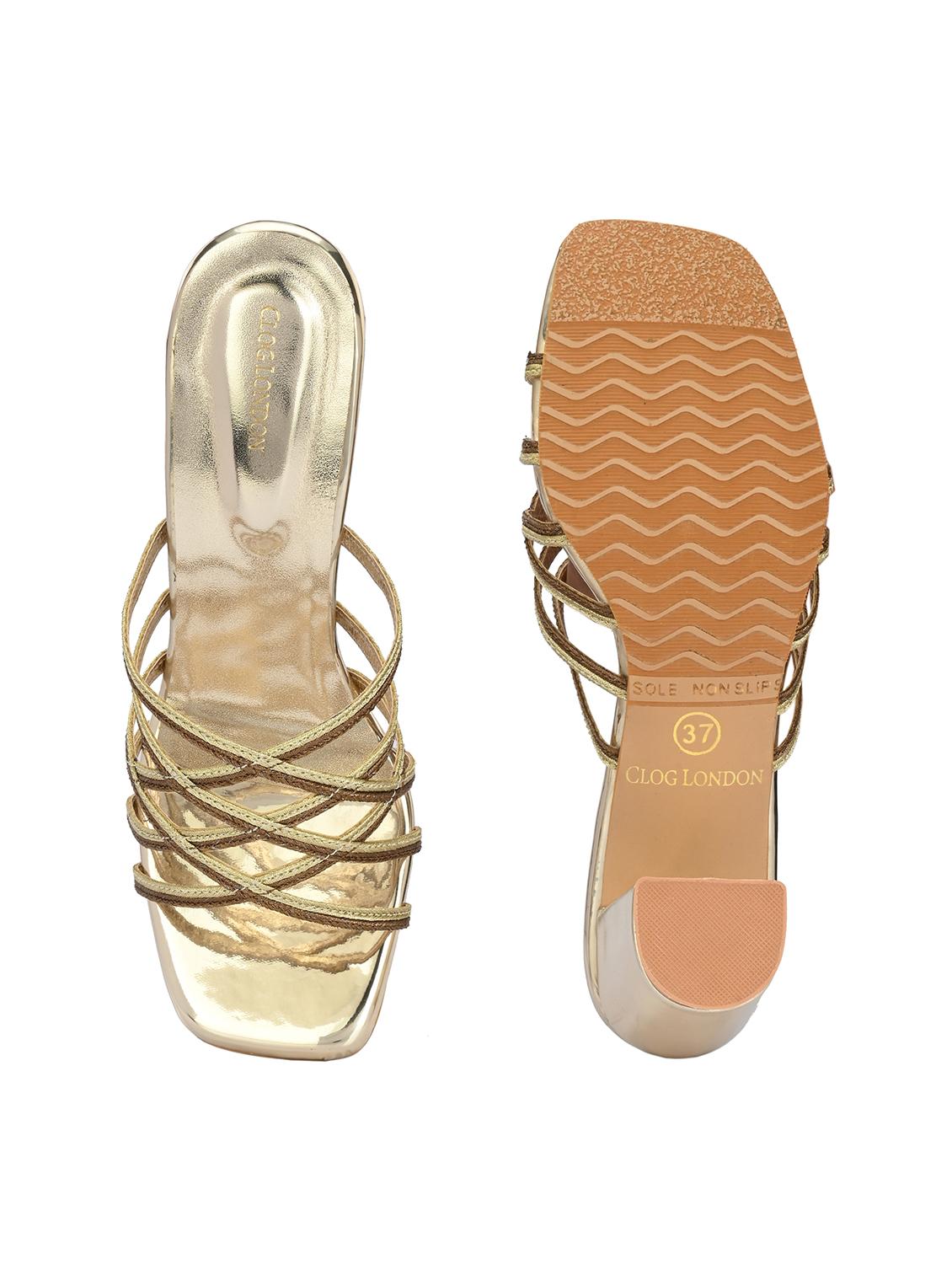 women gold slip on block heels - 21986903 - Standard Image - 7