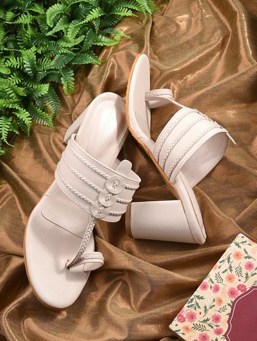 women off white one toe block heel sandal - 21986904 -  Standard Image - 0