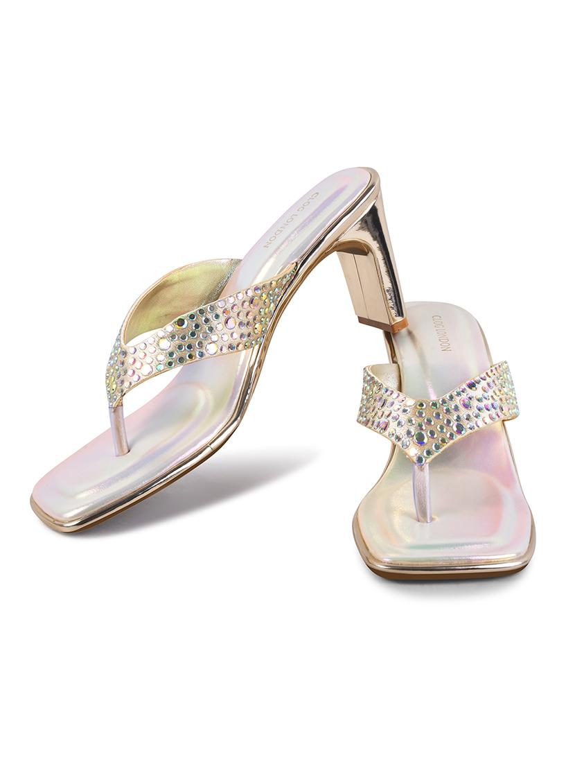 women embellished cream slip on sandal - 21986906 - Standard Image - 2