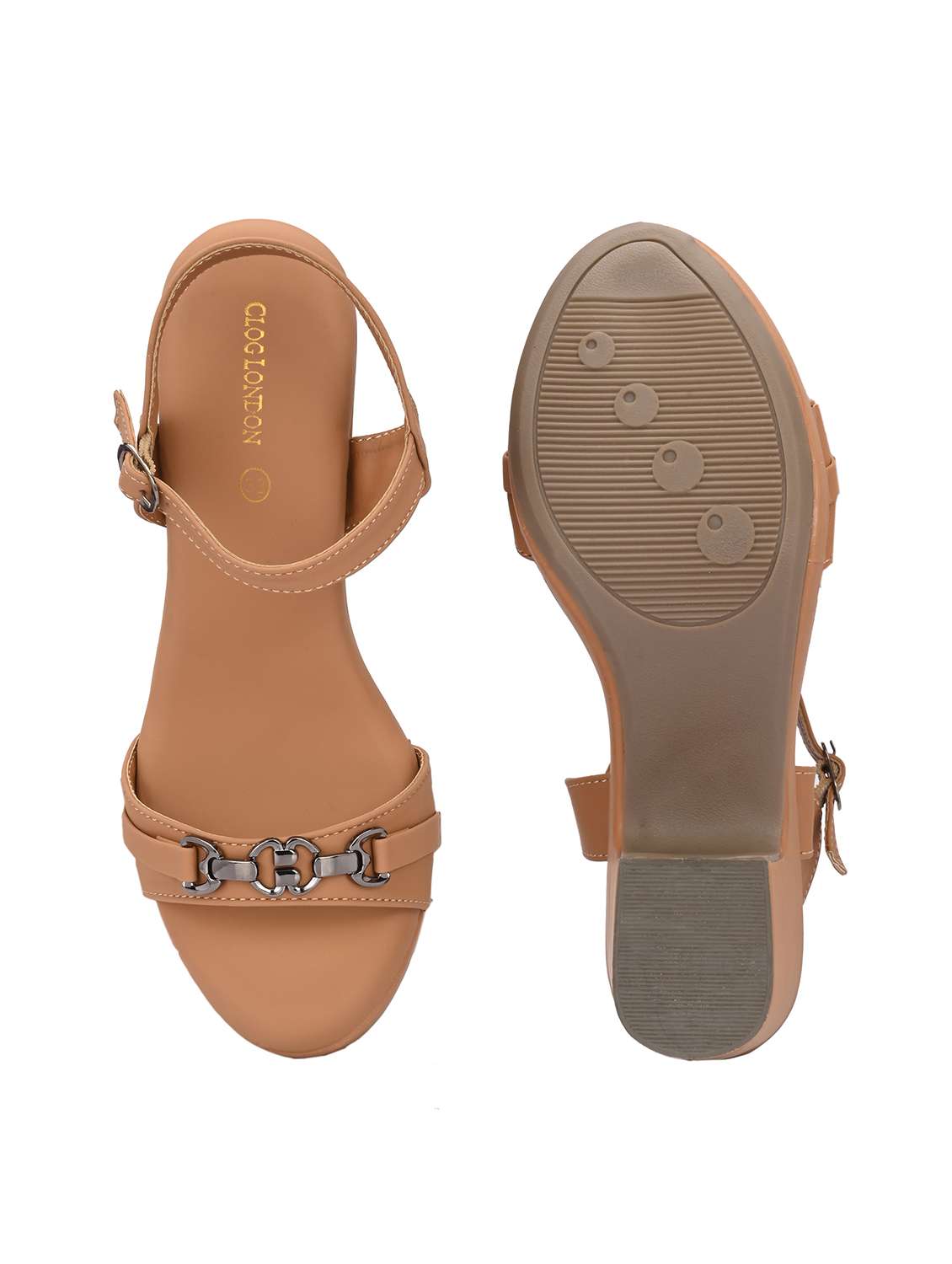 women tan ankle strap block heels - 21986907 -  Standard Image - 7