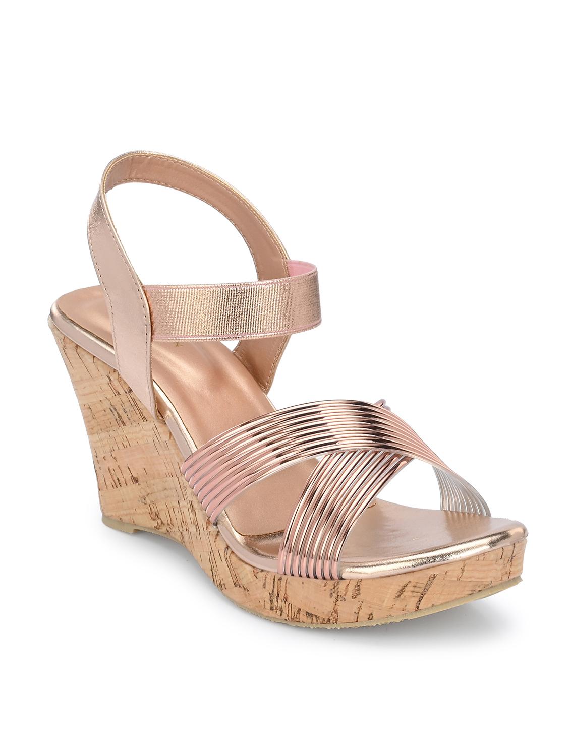 women pink back strap platform wedge - 21986911 - Standard Image - 2
