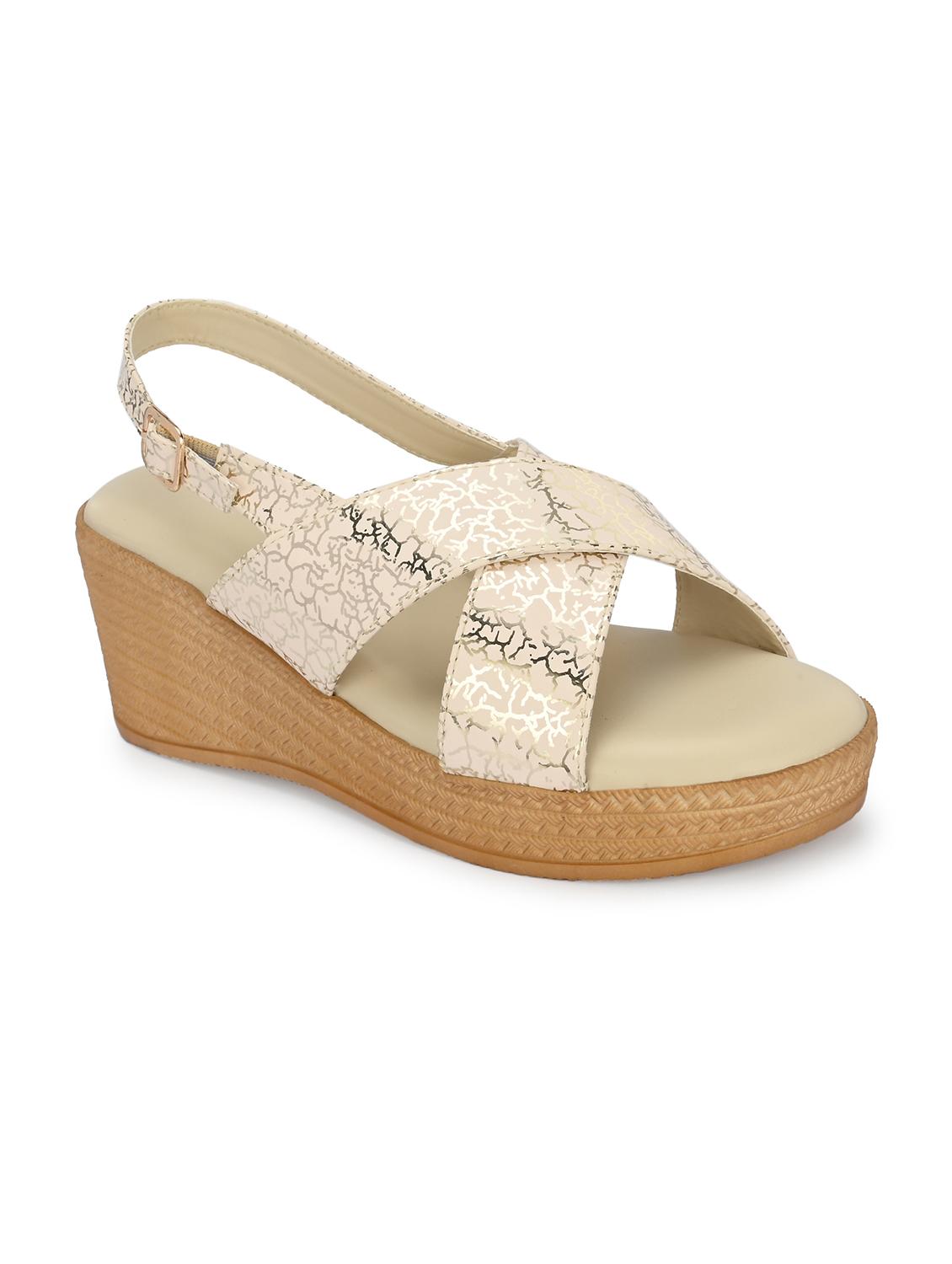 women cream bak strap wedge - 21986913 - Standard Image - 2