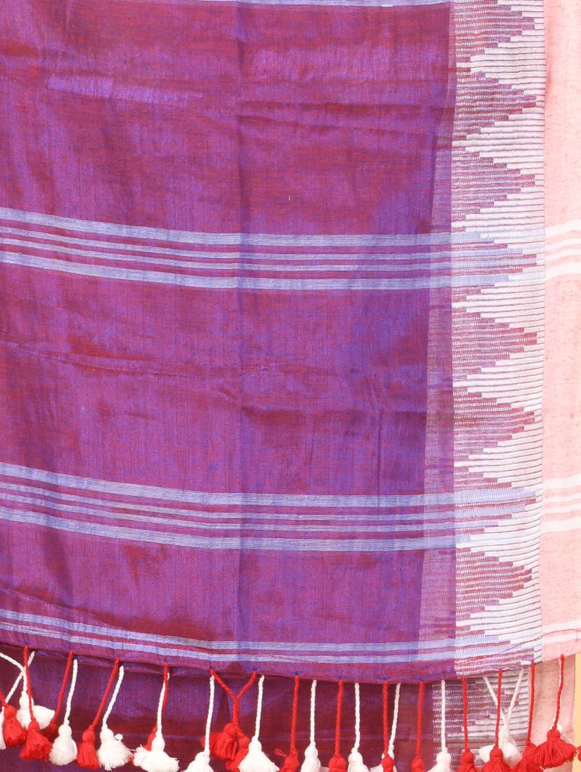 women solid with bordered handloom saree with blouse - 21986969 -  Standard Image - 2