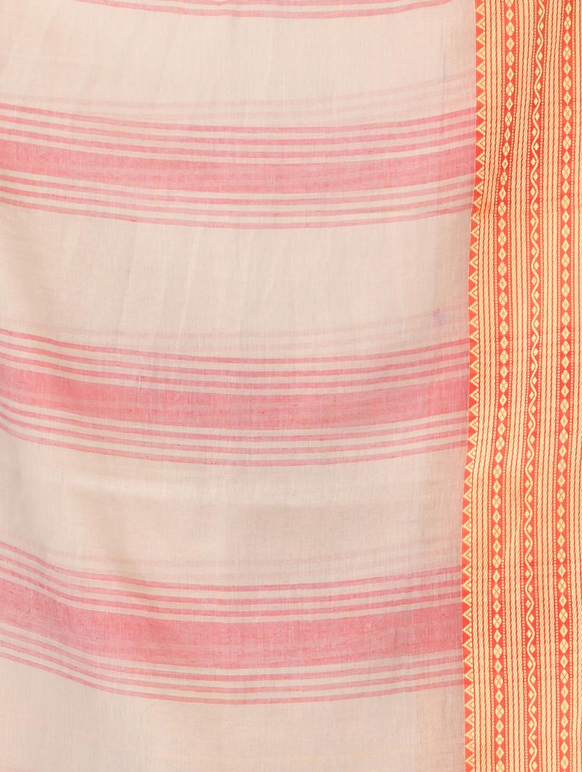 women solid with bordered handloom saree with blouse - 21986989 - Standard Image - 2