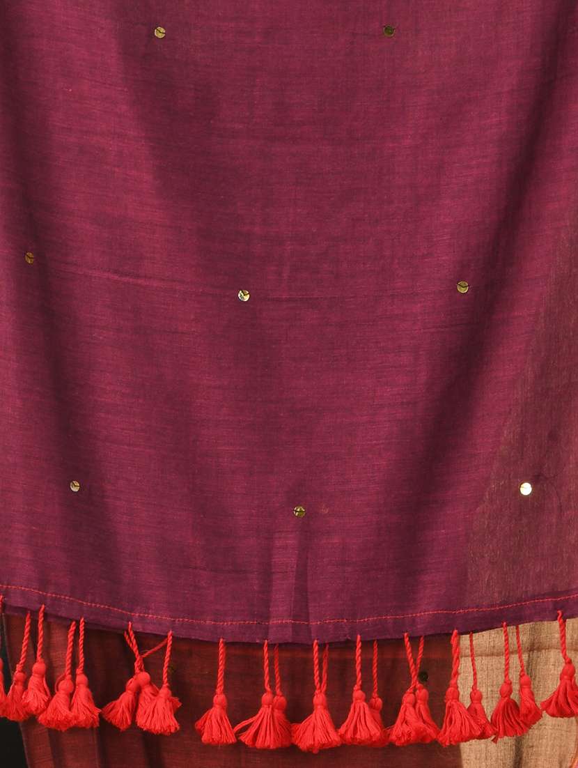 women solid with work handloom saree with blouse - 21986991 - Standard Image - 2