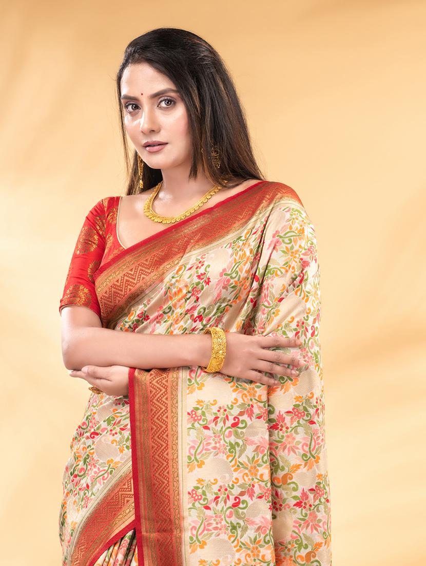 women printed bordered saree with blouse - 21987006 - Standard Image - 2