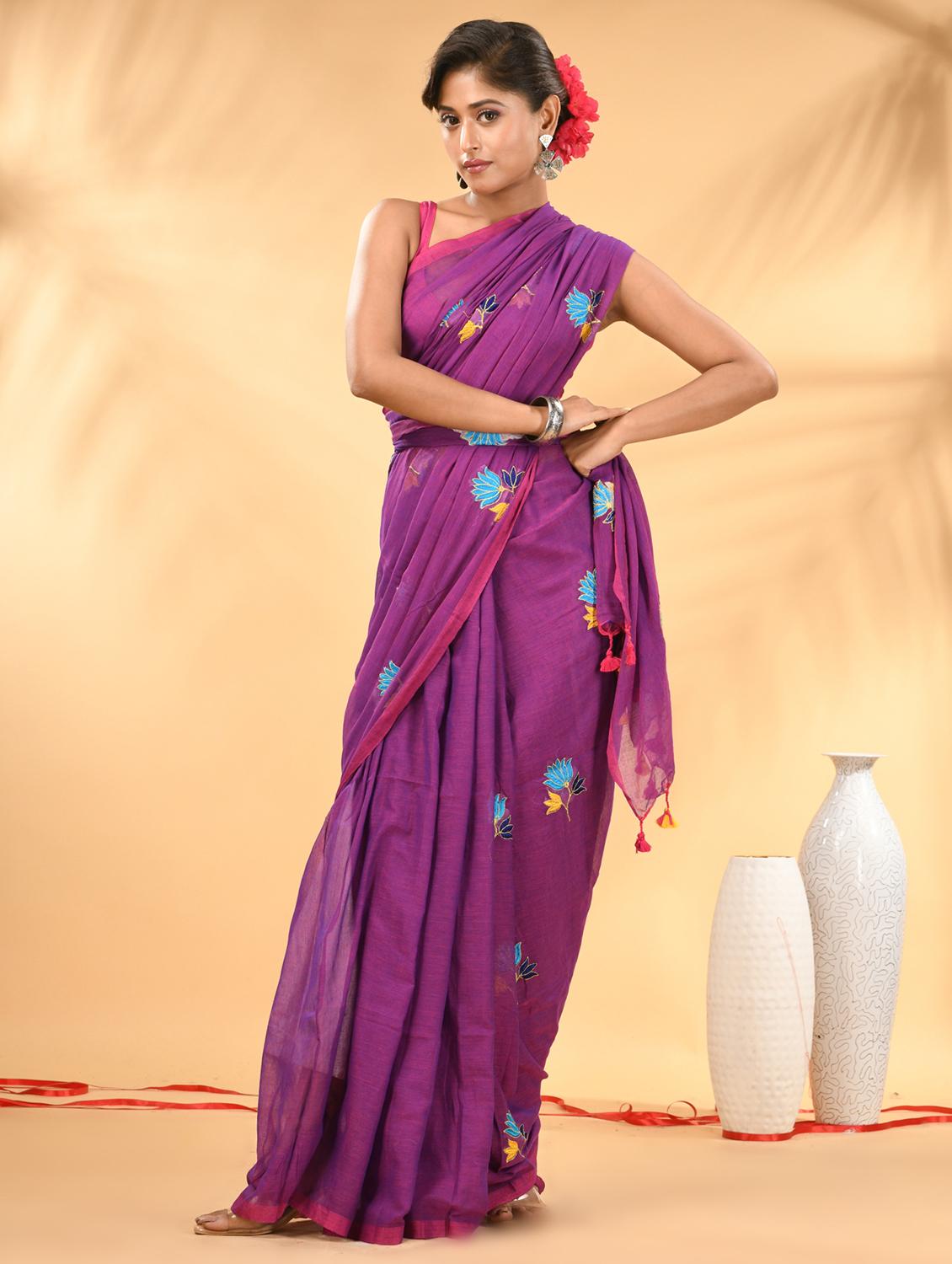 women floral embroidered handloom saree - 21987013 - Zoom Image - 0