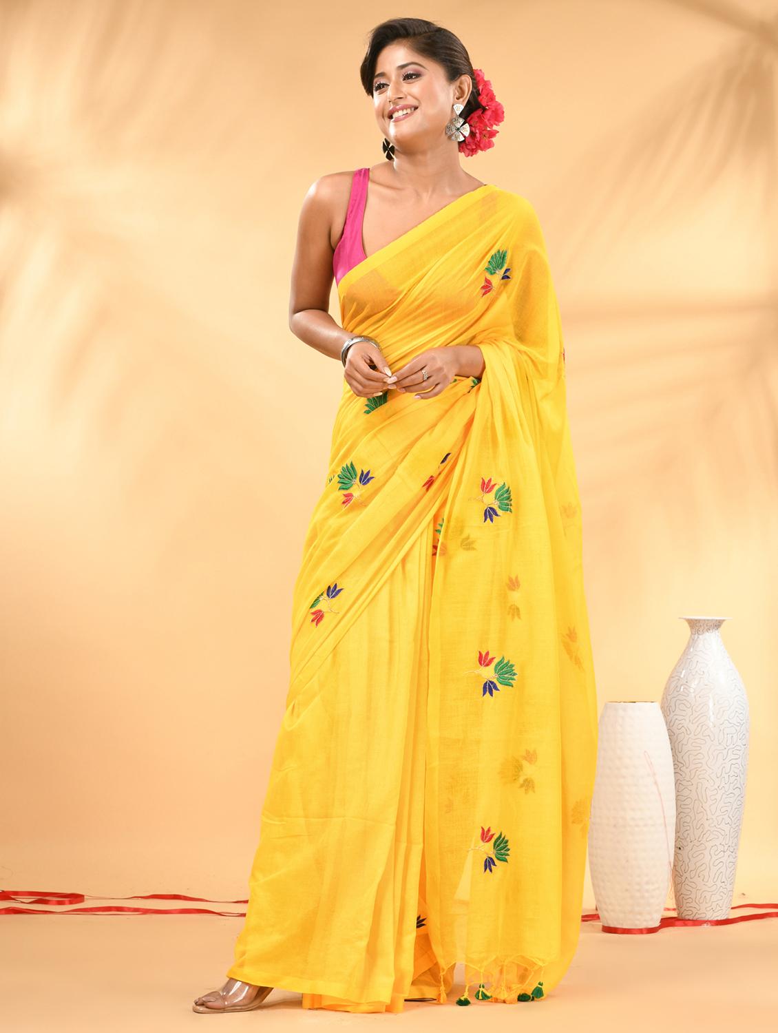 women floral embroidered handloom saree - 21987014 -  Zoom Image - 0