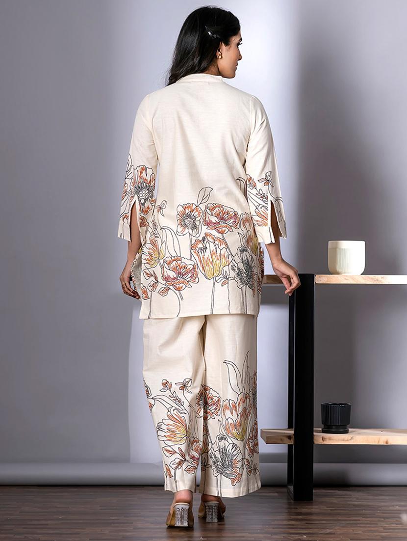 women floral three quarter sleeve ethnic co-ord set - 21987045 - Standard Image - 2