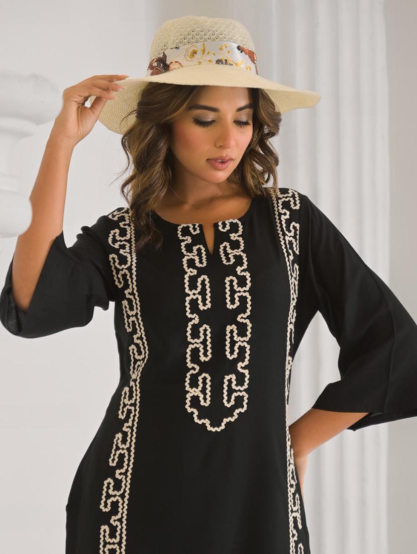 women solid with work three quarter sleeve ethnic co-ord set - 21987049 - Standard Image - 2
