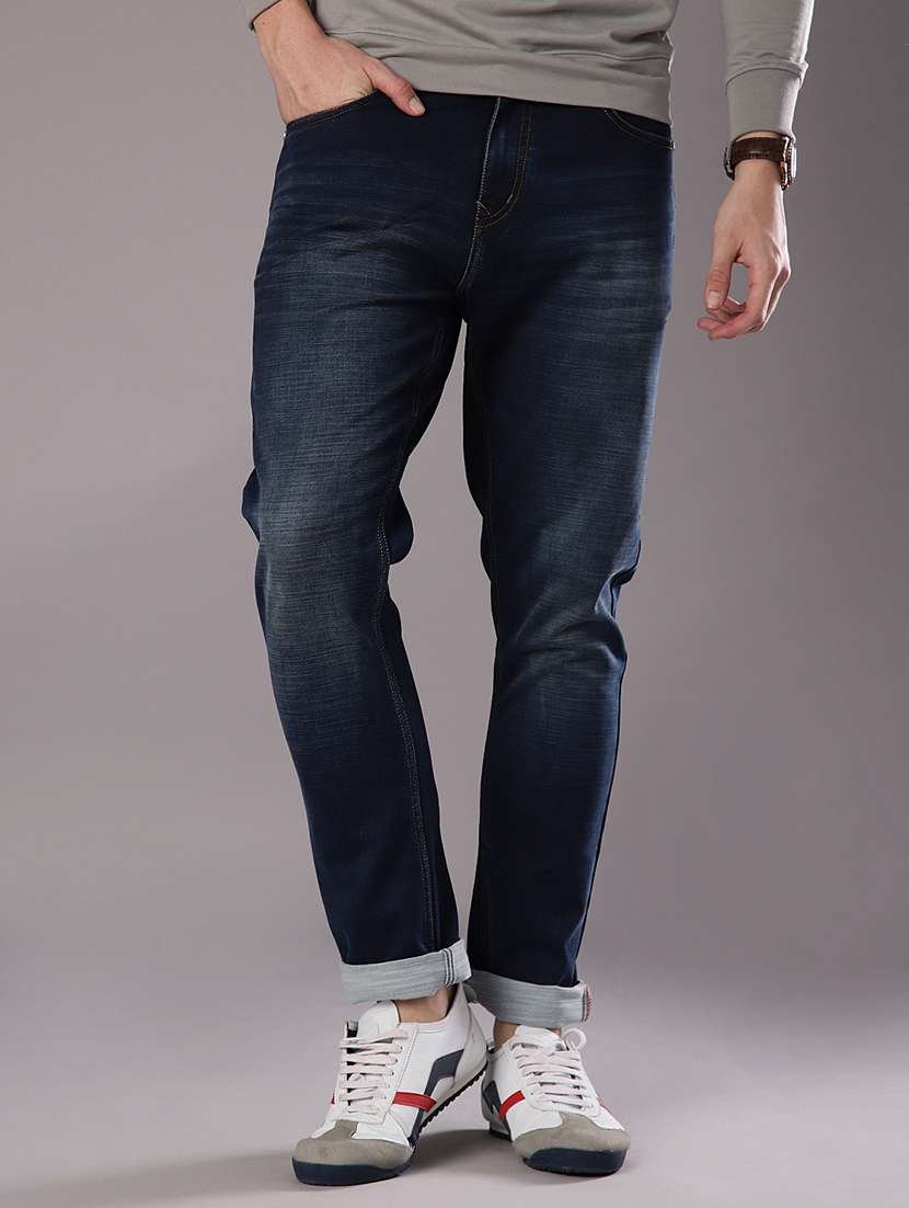 men solid mid rise slim fit jean