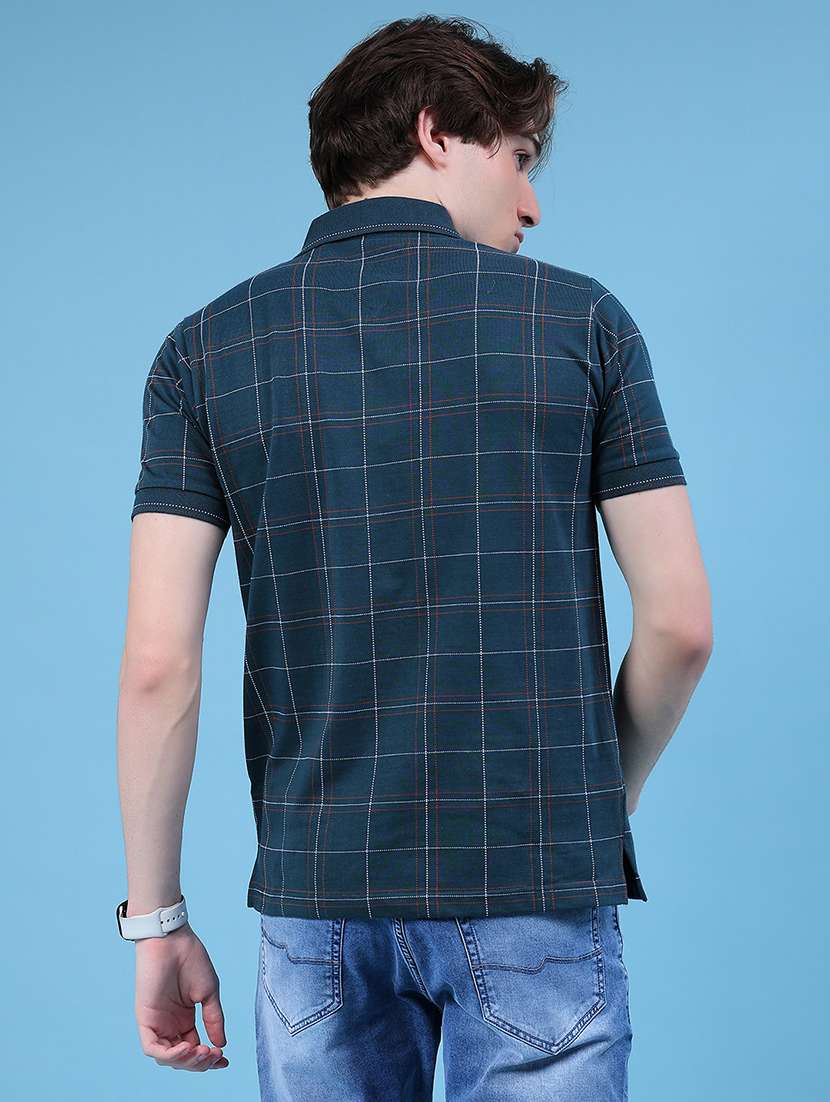 men checkered short sleeve regular fit polo t-shirt - 21987124 -  Standard Image - 2