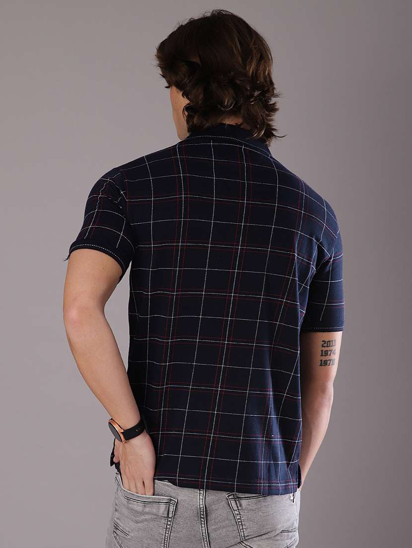 men checkered short sleeve regular fit polo t-shirt - 21987125 -  Standard Image - 2