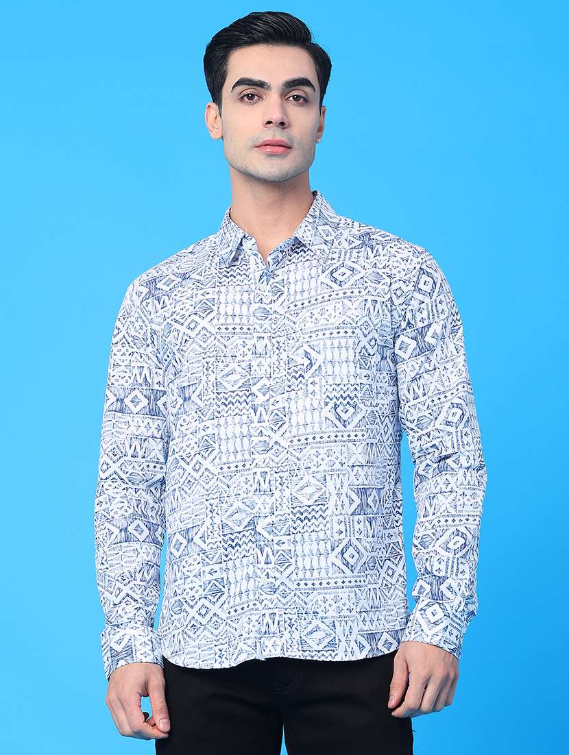 men printed long sleeve regular fit casual shirt - 21987218 -  Standard Image - 2
