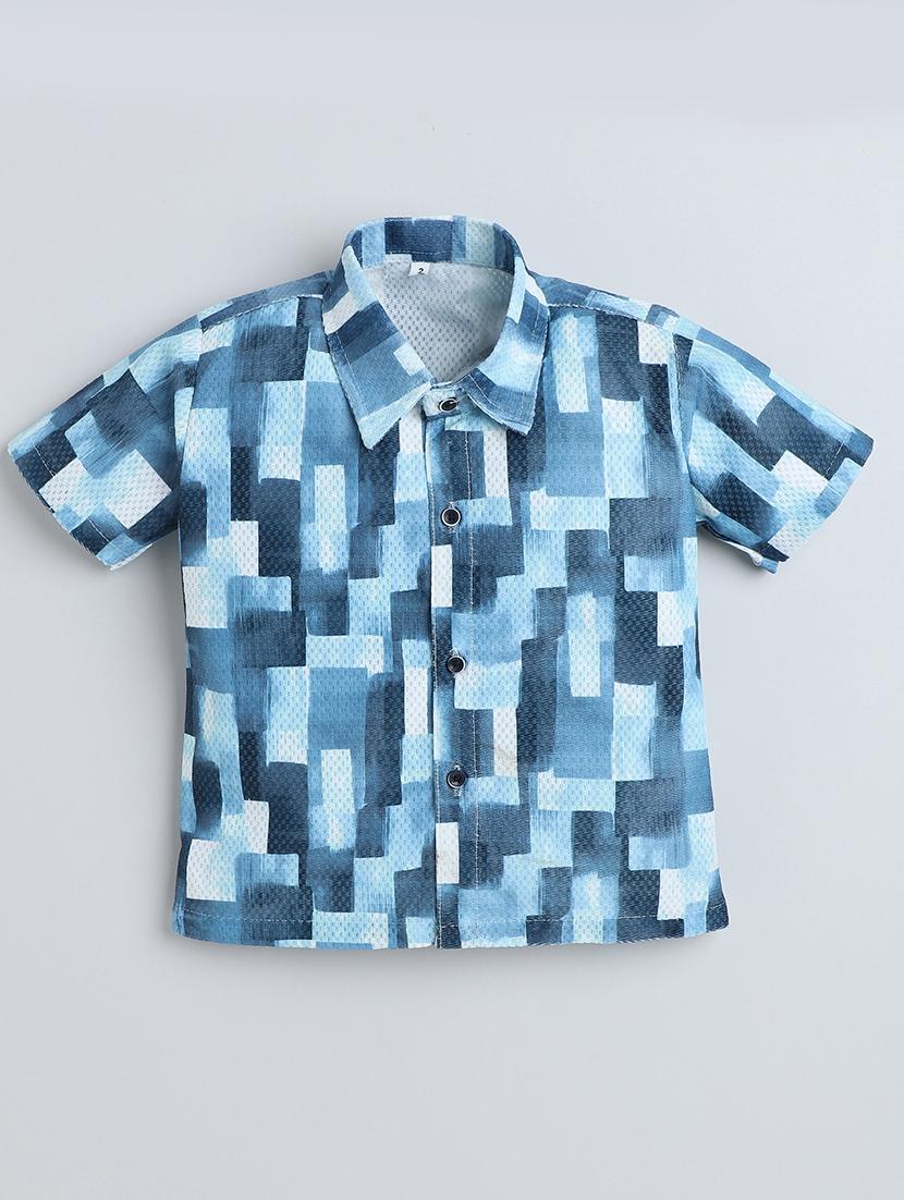 blue cotton blend shorts set coords - 21987312 - Standard Image - 2