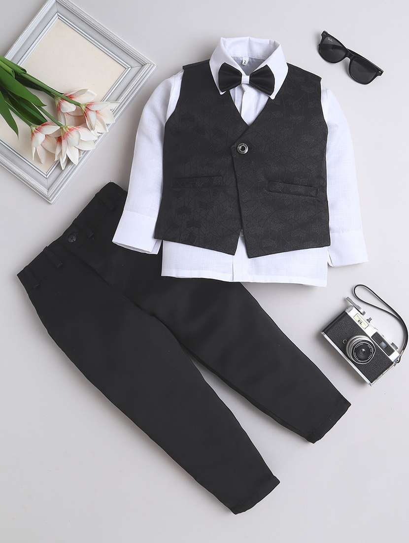 boys solid waistcoat and trouser set
