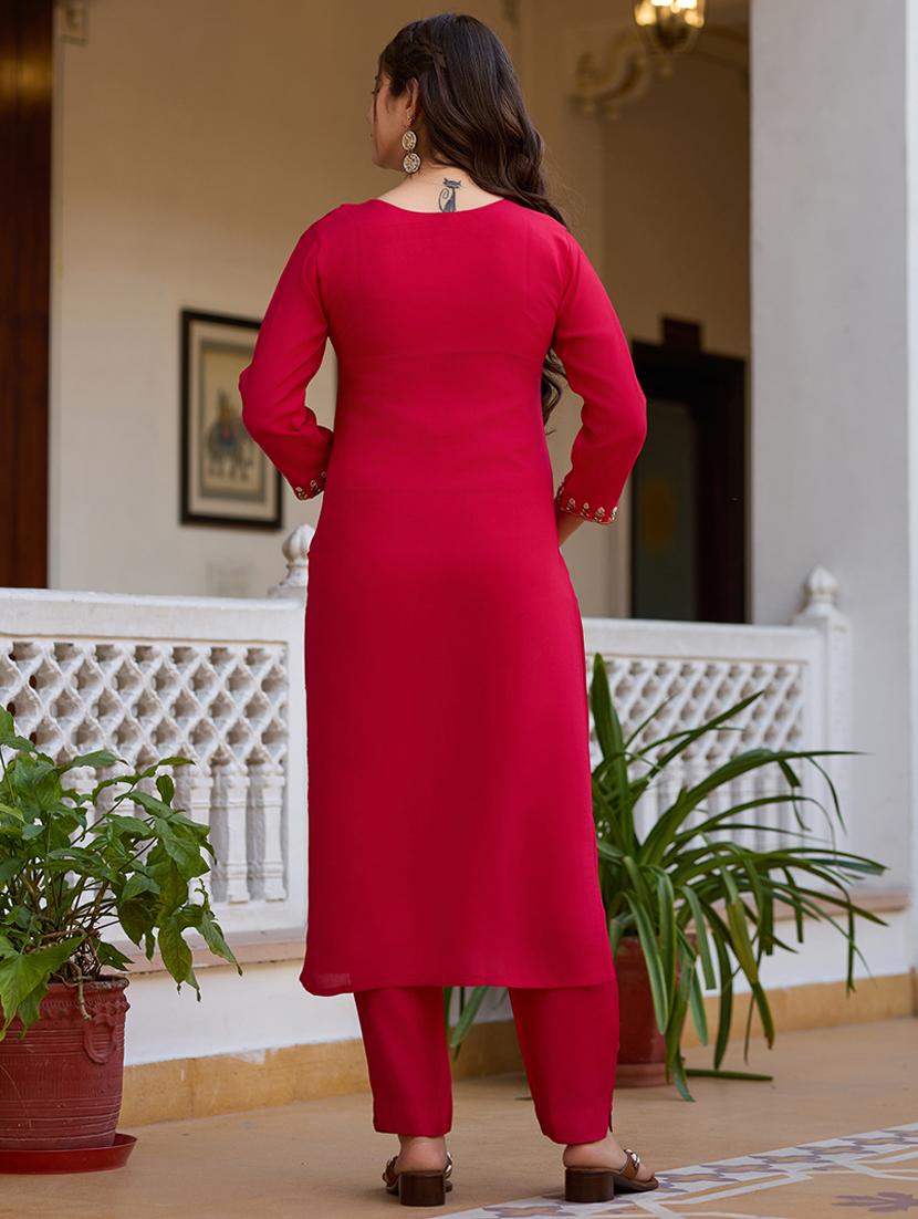 women three quarter sleeve kurta pant with dupatta set - 21987335 - Standard Image - 2