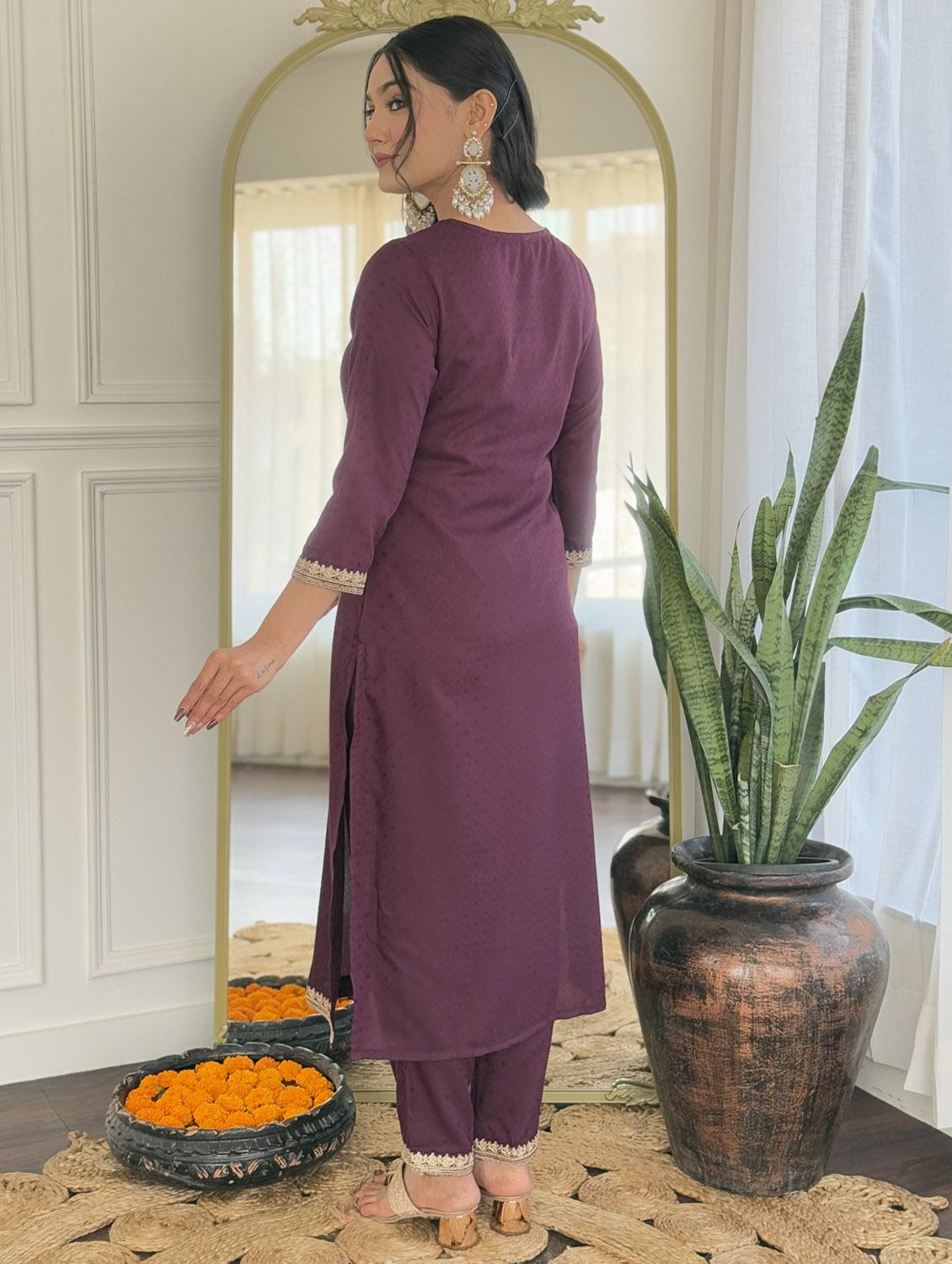 women three quarter sleeve kurta pant with dupatta set - 21987358 - Standard Image - 2