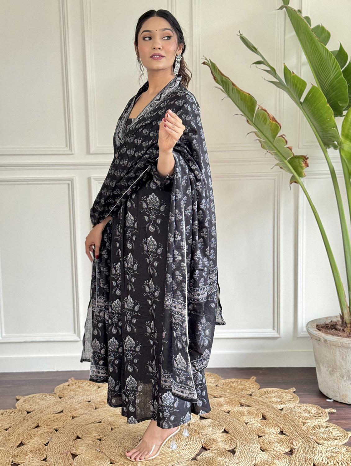women printed long sleeve kurta pant with dupatta set - 21987359 - Standard Image - 2