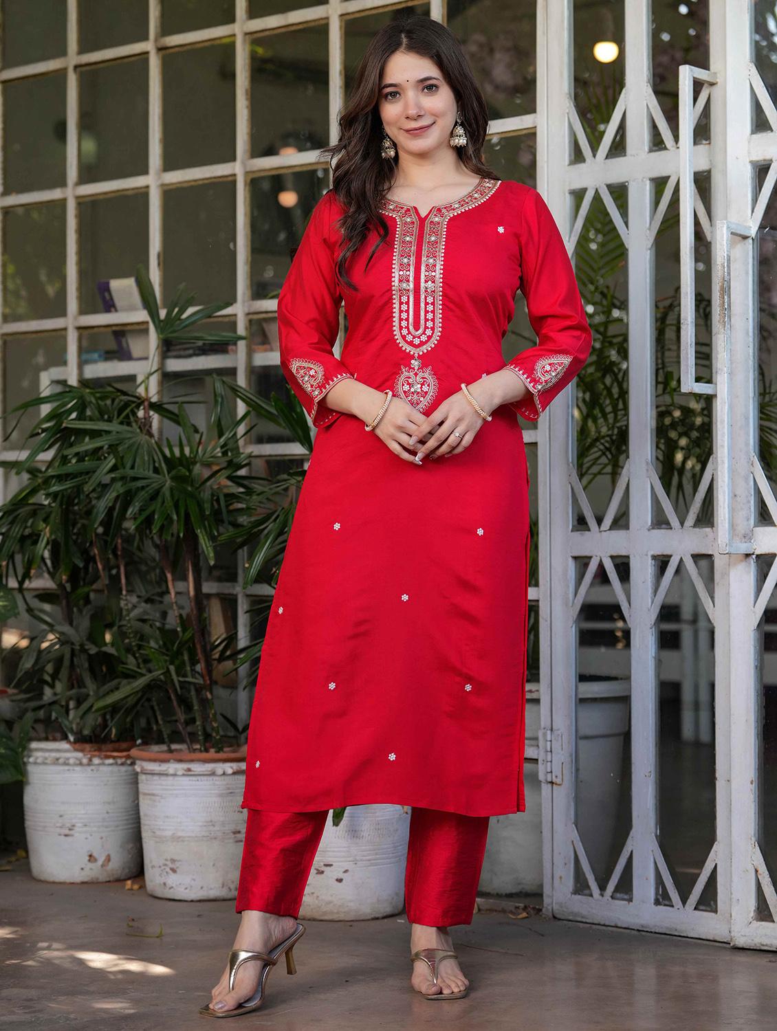 women three quarter sleeve kurta pant with dupatta set - 21987364 - Standard Image - 2