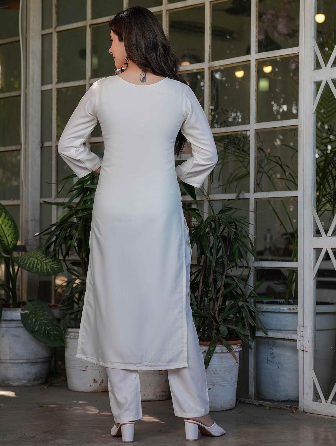 women three quarter sleeve kurta pant with dupatta set - 21987368 - Standard Image - 2