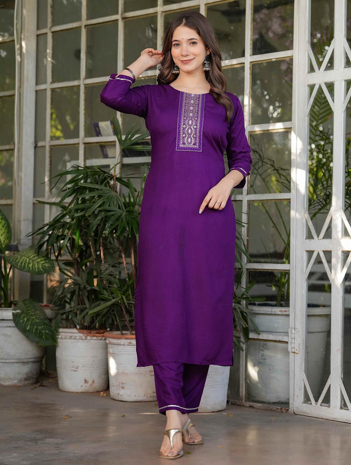 women three quarter sleeve kurta pant with dupatta set - 21987371 - Standard Image - 2