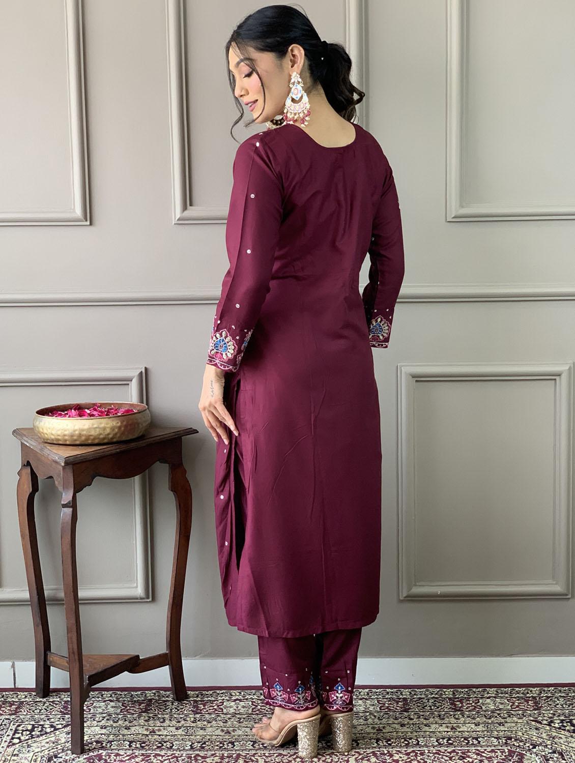 women three quarter sleeve kurta pant with dupatta set - 21987377 - Standard Image - 2