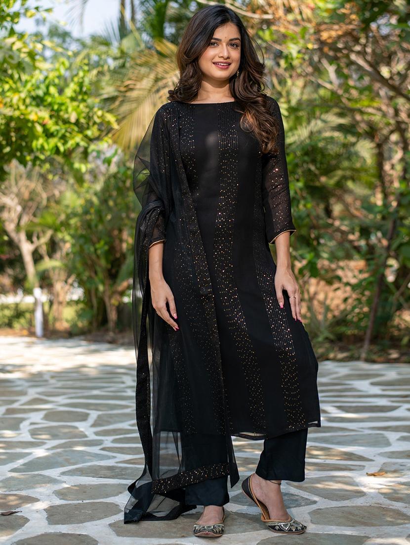 women three quarter sleeve kurta pant with dupatta set - 21987389 - Standard Image - 2