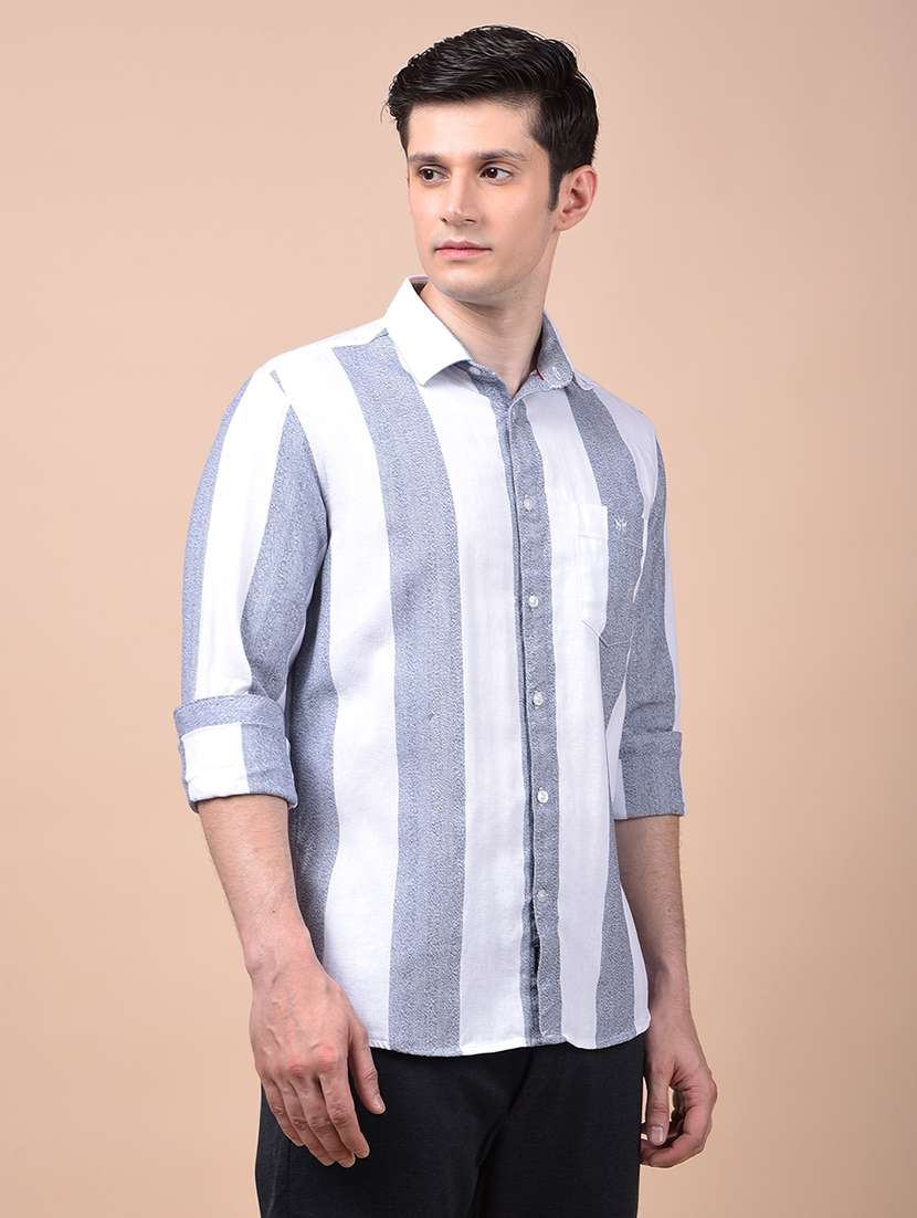 men striped long sleeve regular fit casual shirt - 21987443 - Standard Image - 2
