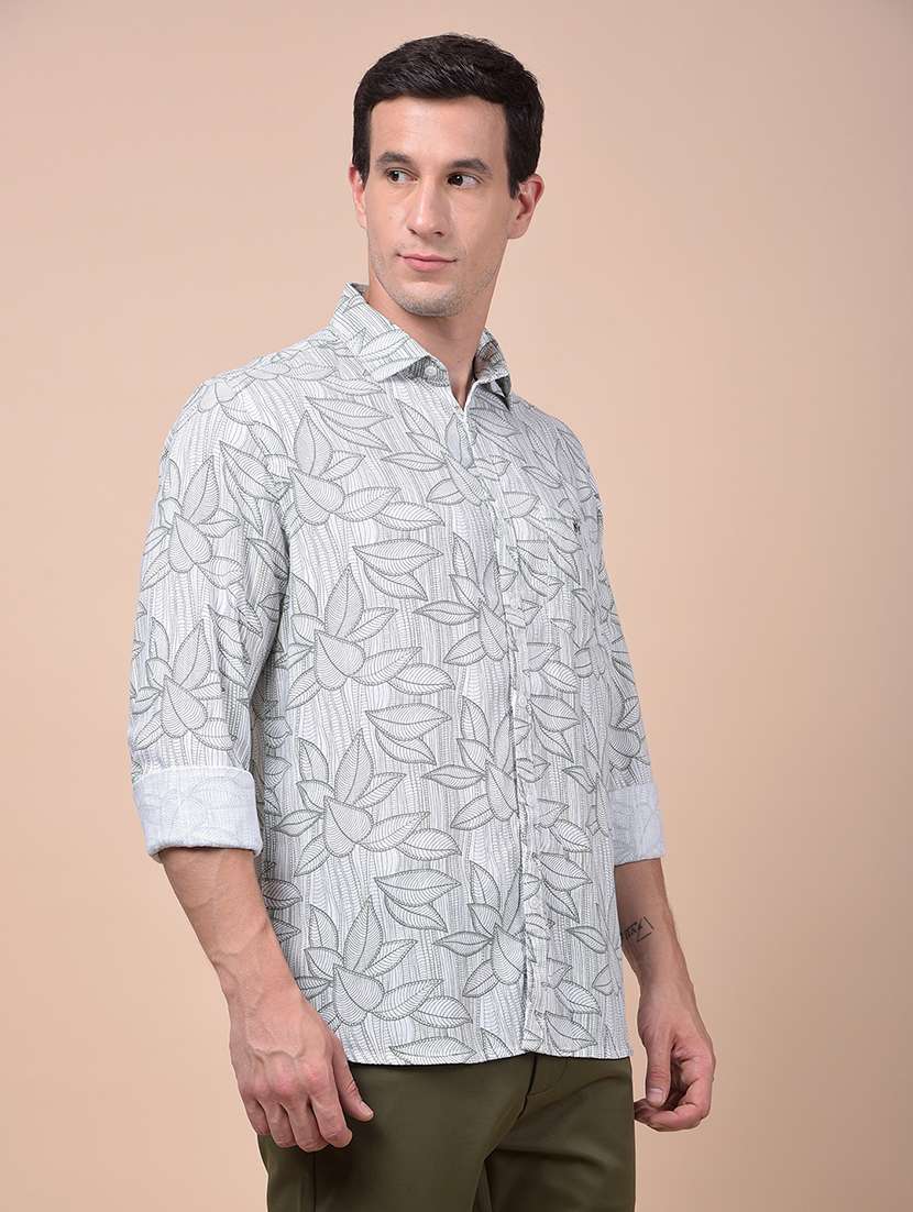 men printed long sleeve slim fit casual shirt - 21987490 -  Standard Image - 2