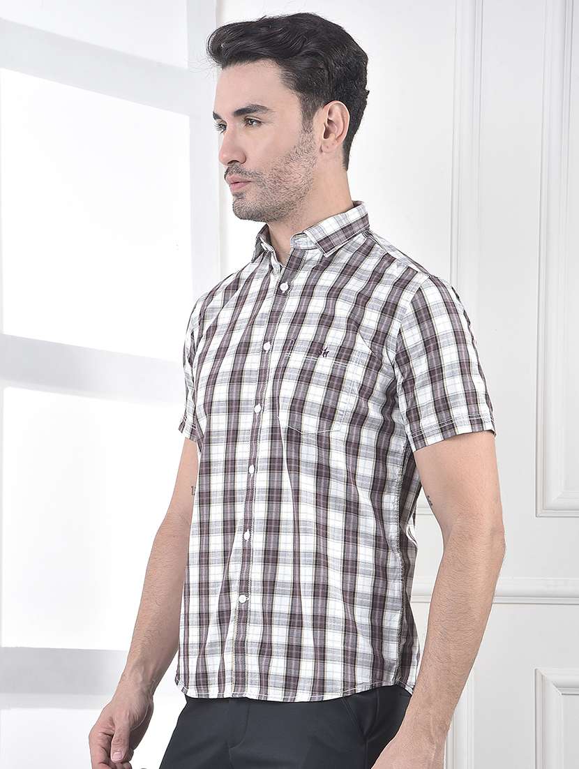 men checkered short sleeve slim fit casual shirt - 21987501 -  Standard Image - 2
