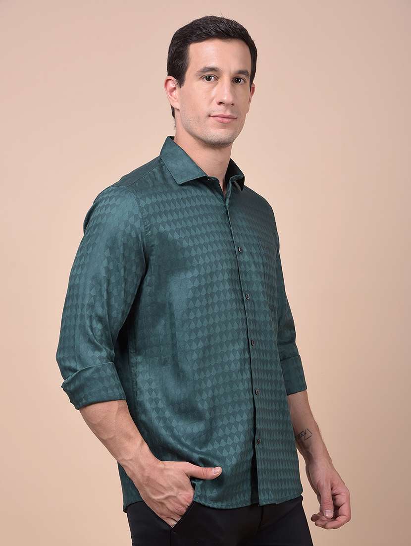 men self design long sleeve slim fit casual shirt - 21987531 -  Standard Image - 2