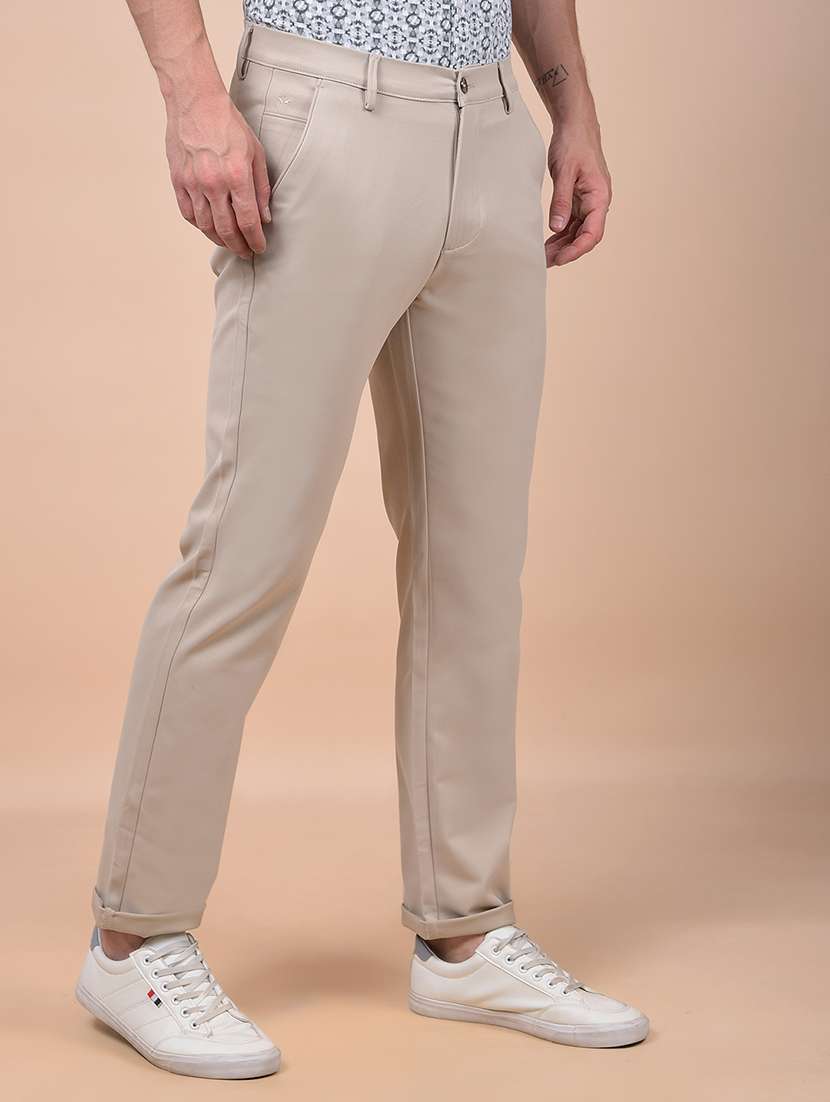 men solid mid rise flat front casual chinos - 21987535 - Standard Image - 2